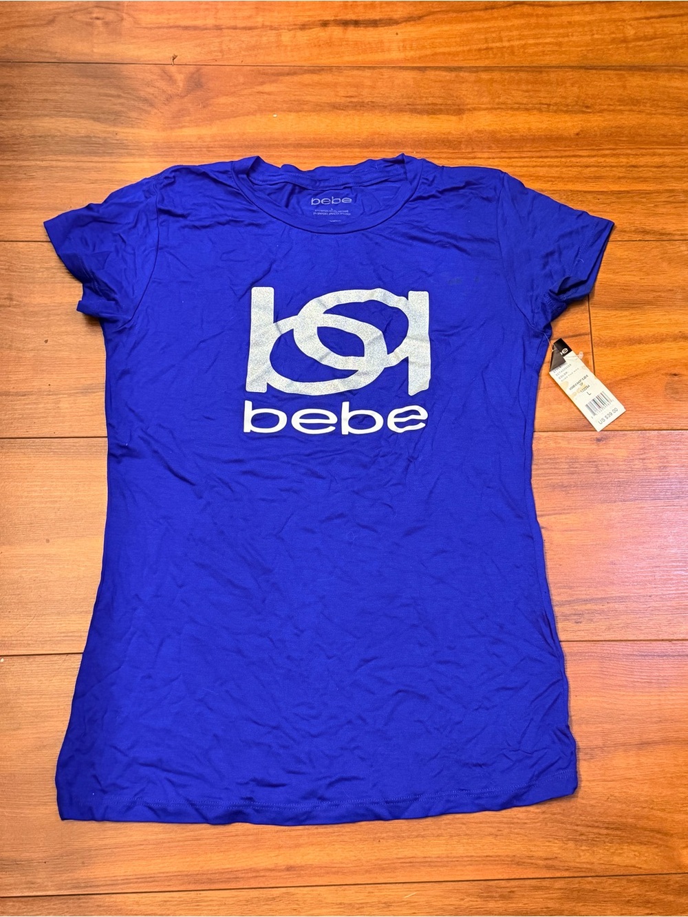 bebe Royal Blue Short Sleeve Logo Tee